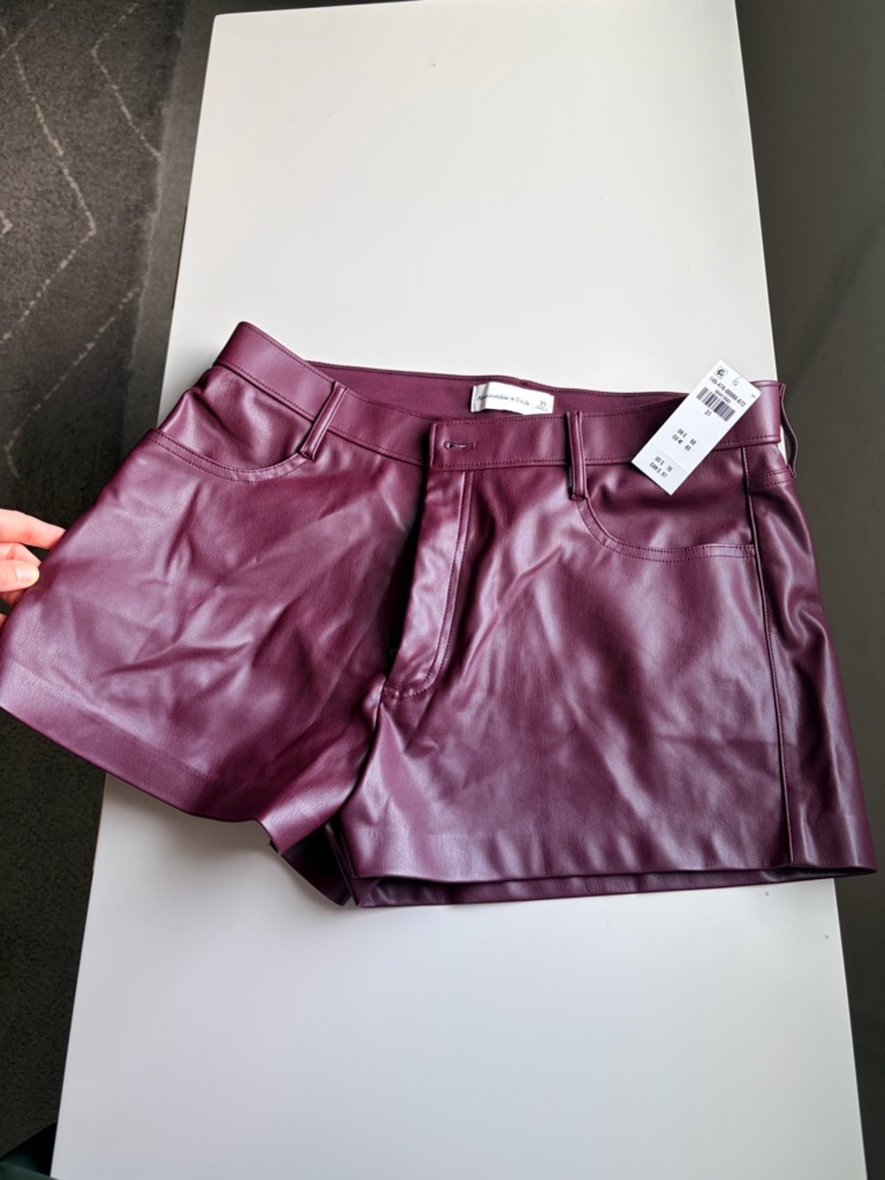 Abercrombie & Fitch Plum Faux Leather Shorts